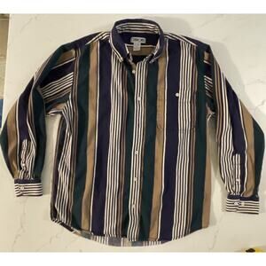 Vintage 90s striped button up shirt 90s cotton striped collared button up shirt